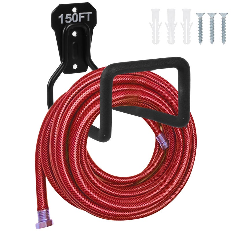 PeoMev Metal Garden Hose Holder - Heavy Duty Hose Hanger Wall Mounted Water Hose Holder for Outside Yard  Sturdy Hose Reel Hose Hooks for Water Hose - Image 1